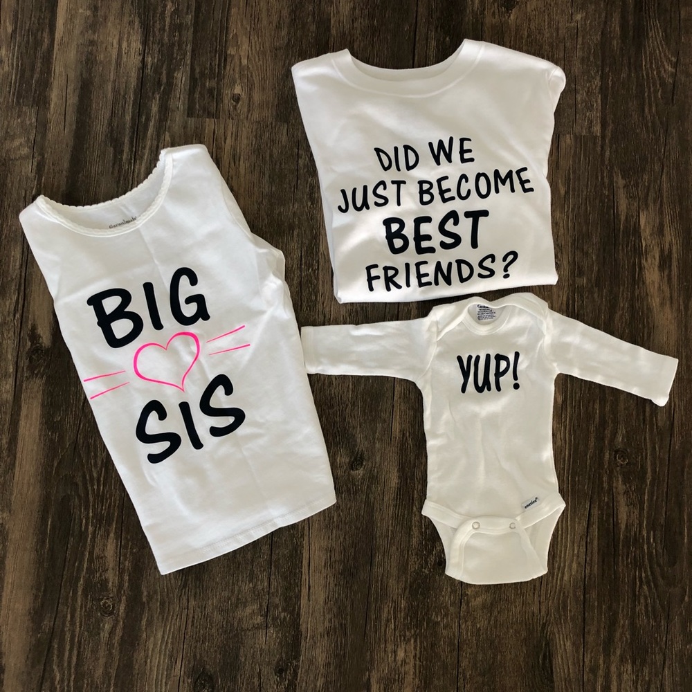 Newborn onesie and sibling T-shirt’s